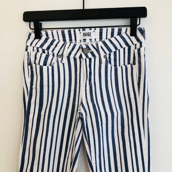 Paige Verdugo Blue and White Stripe Jeans - Picture 5 of 14